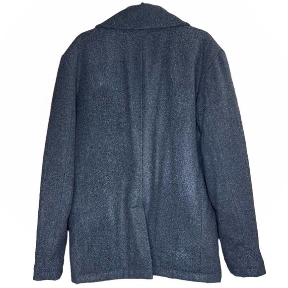Surplus Raw Vintage Mens Wool Blend Gray Double Breasted Pea Coat Large - Picture 4 of 9